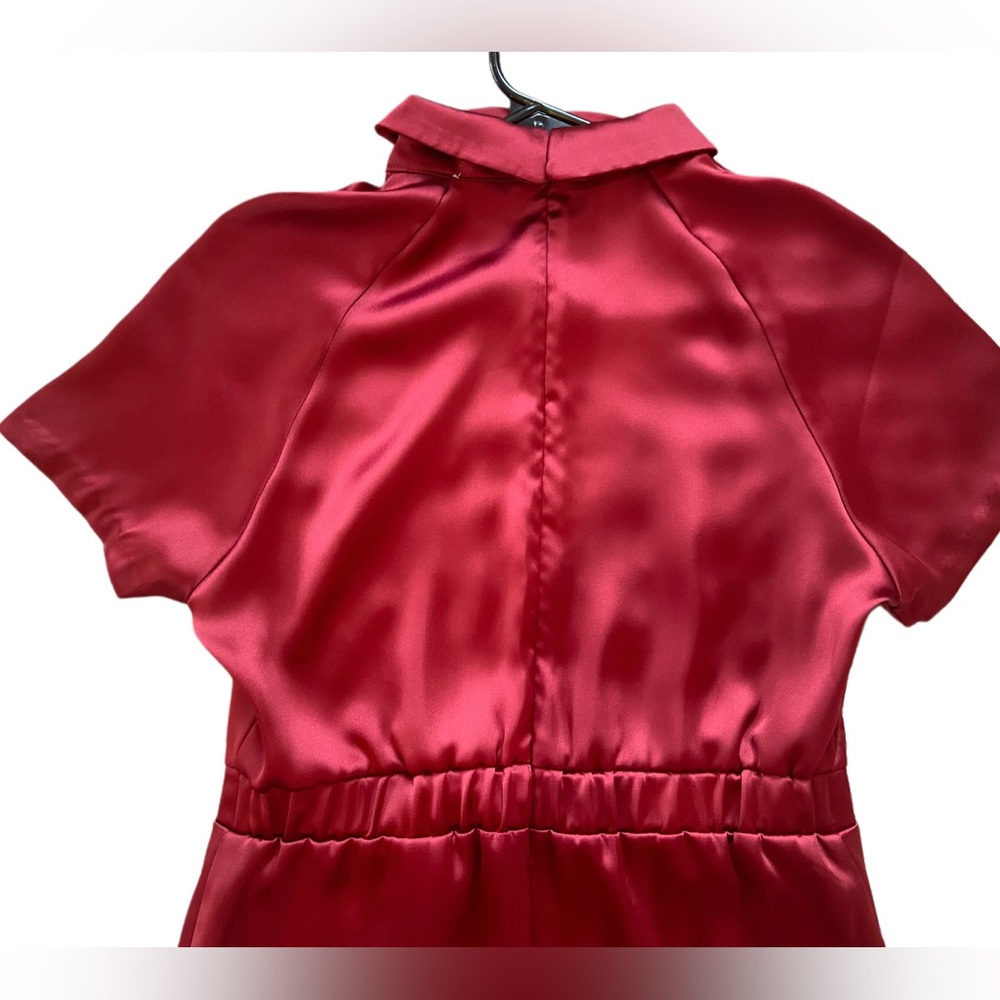 Making the Cut  Short Sleeve Burgundy‎ Collared Dress Cheongsam Size S/M NWT - Picture 6 of 6